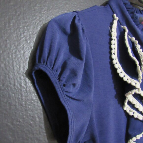 Heart Soul Junior's Sz Medium Cap Sleeve Ruffle Neck Blouse - Picture 7 of 9